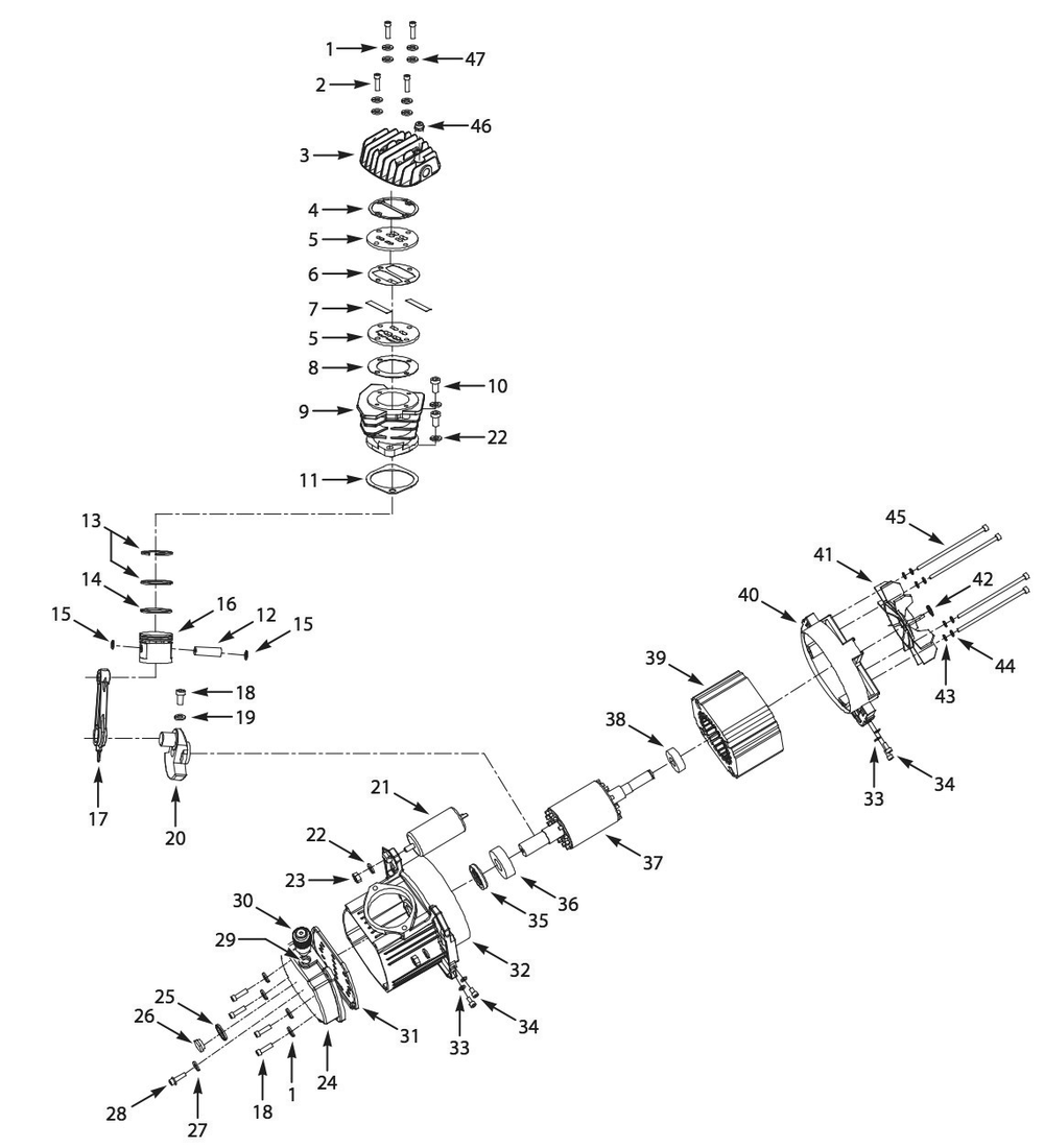 Section 1 Diagram and Parts List for HL360200  Campbell Hausfeld Compressor